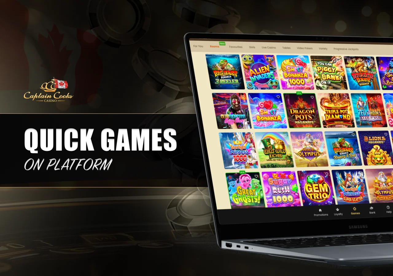 Captain Cooks quick-play games designed for fast rounds and instant results